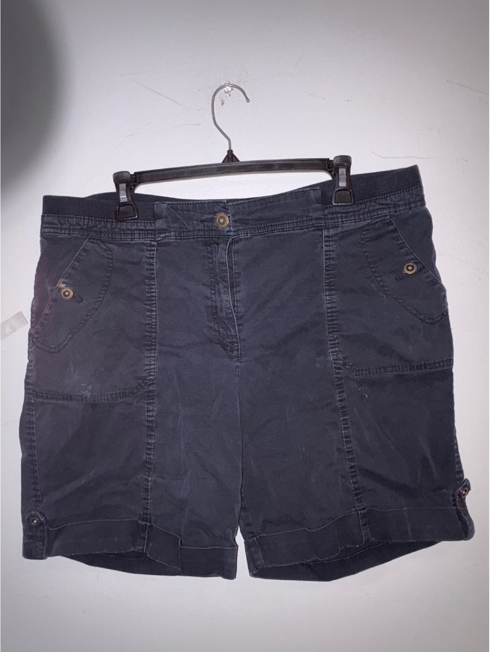 Karen Scott Women's Black Cotton Blend Casual Shorts Size 14